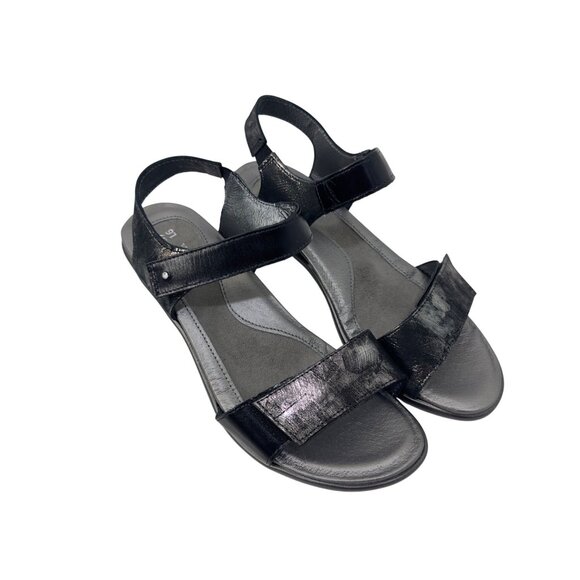 Naot Womens Black/Metallic Double Strap Leather Heeled Sandals Size 37 - Picture 8 of 13